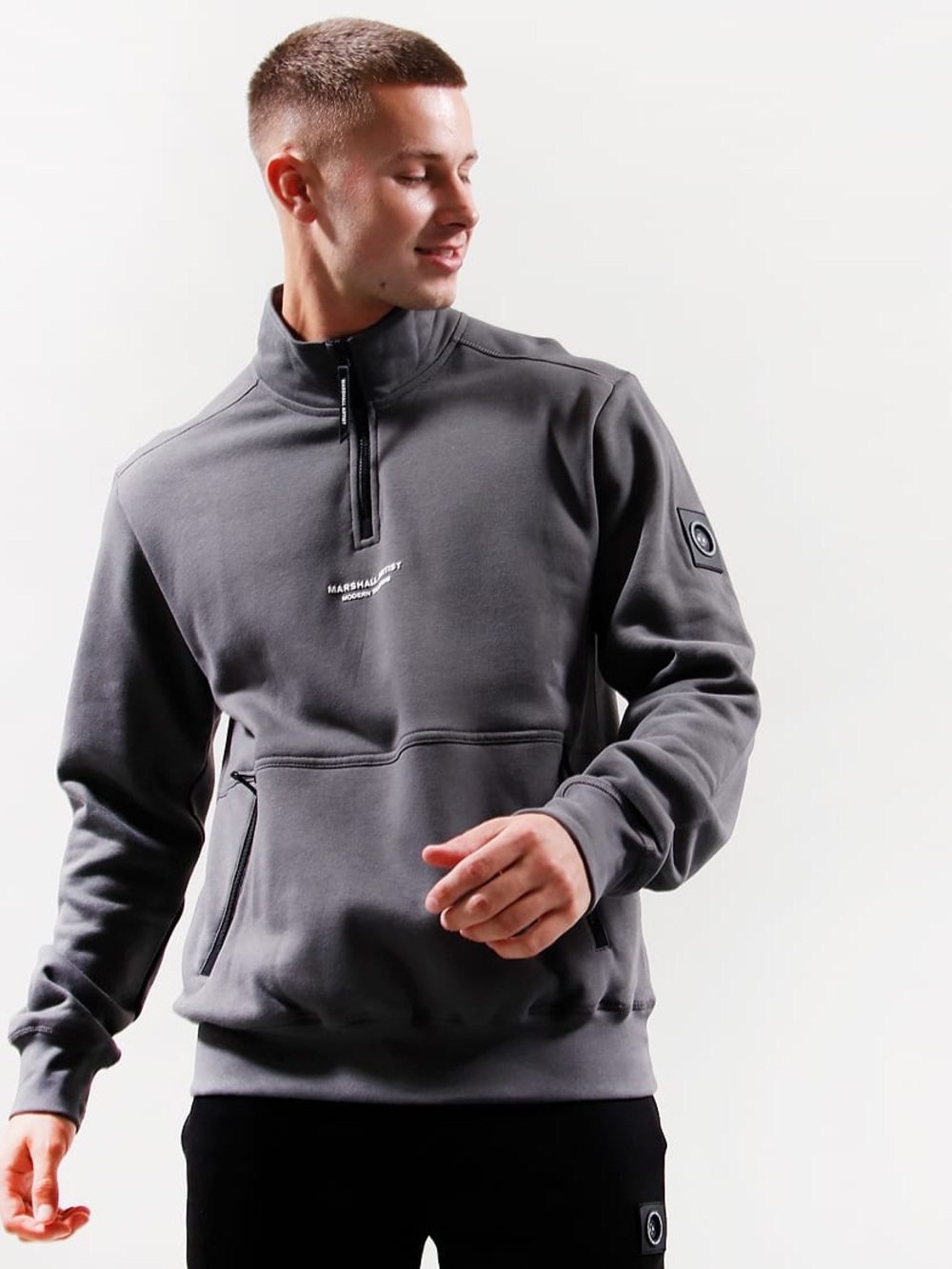 Marshall Artist SIREN INJECTION 1/4 ZIP SWEAT // GULL GREY